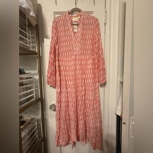 Maeve Red and White Long Sleeve Dress